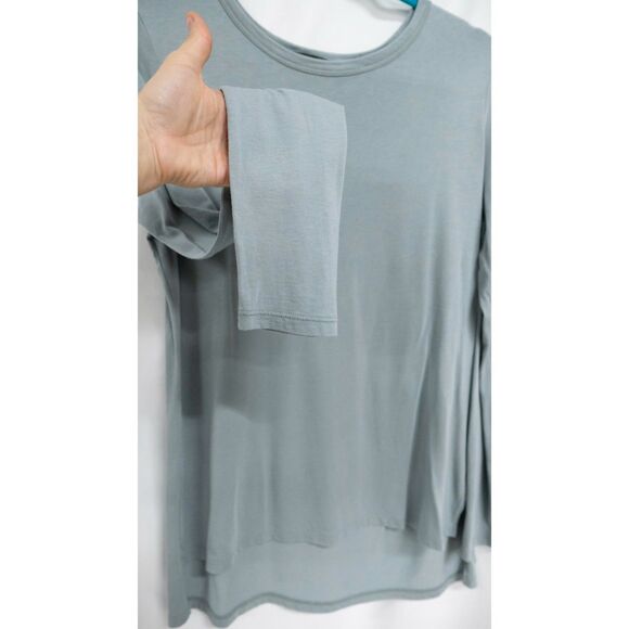 Theory Parkopia Pima Cotton Modal Blend Grey Blue Long Sleeve Crewneck T Shirt L - Picture 4 of 8
